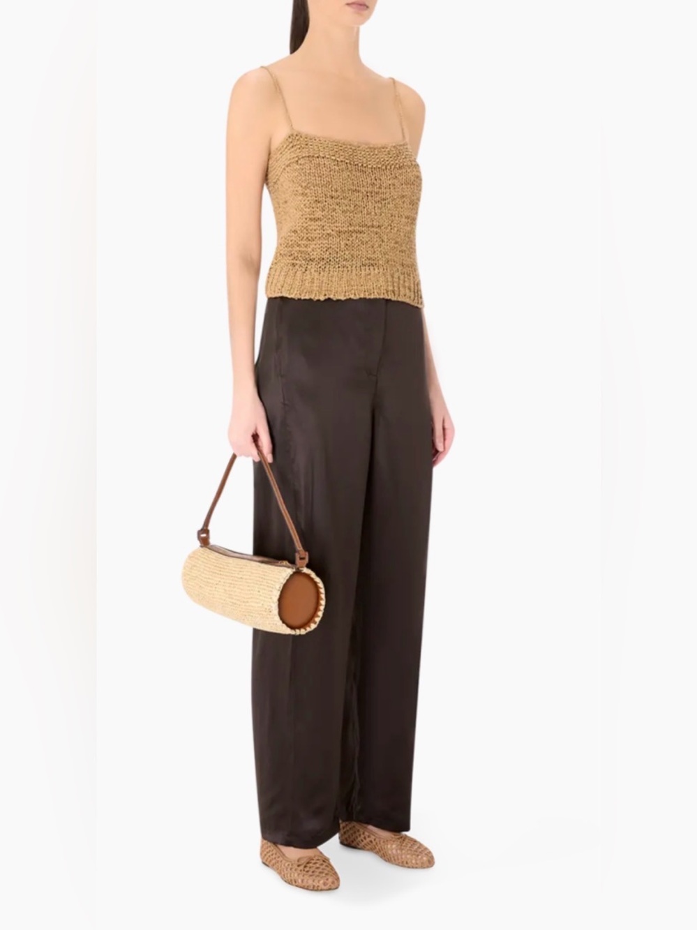 Staud The Haze Knit Tank Top in Tan Size XS